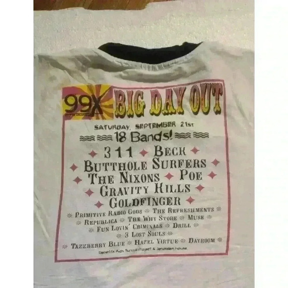 Anvil Other - 99X WNNX Atlanta Concert Shirt Big Day Out 96 Ringer tshirt XL 311 Beck 90s rare